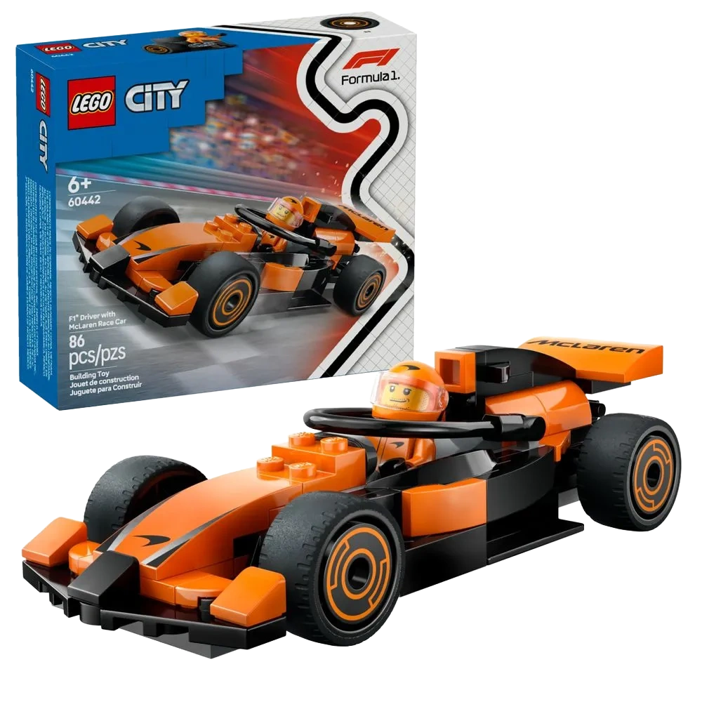 PILOTO DE F1 COM CARRO DE CORRIDA MCLAREN