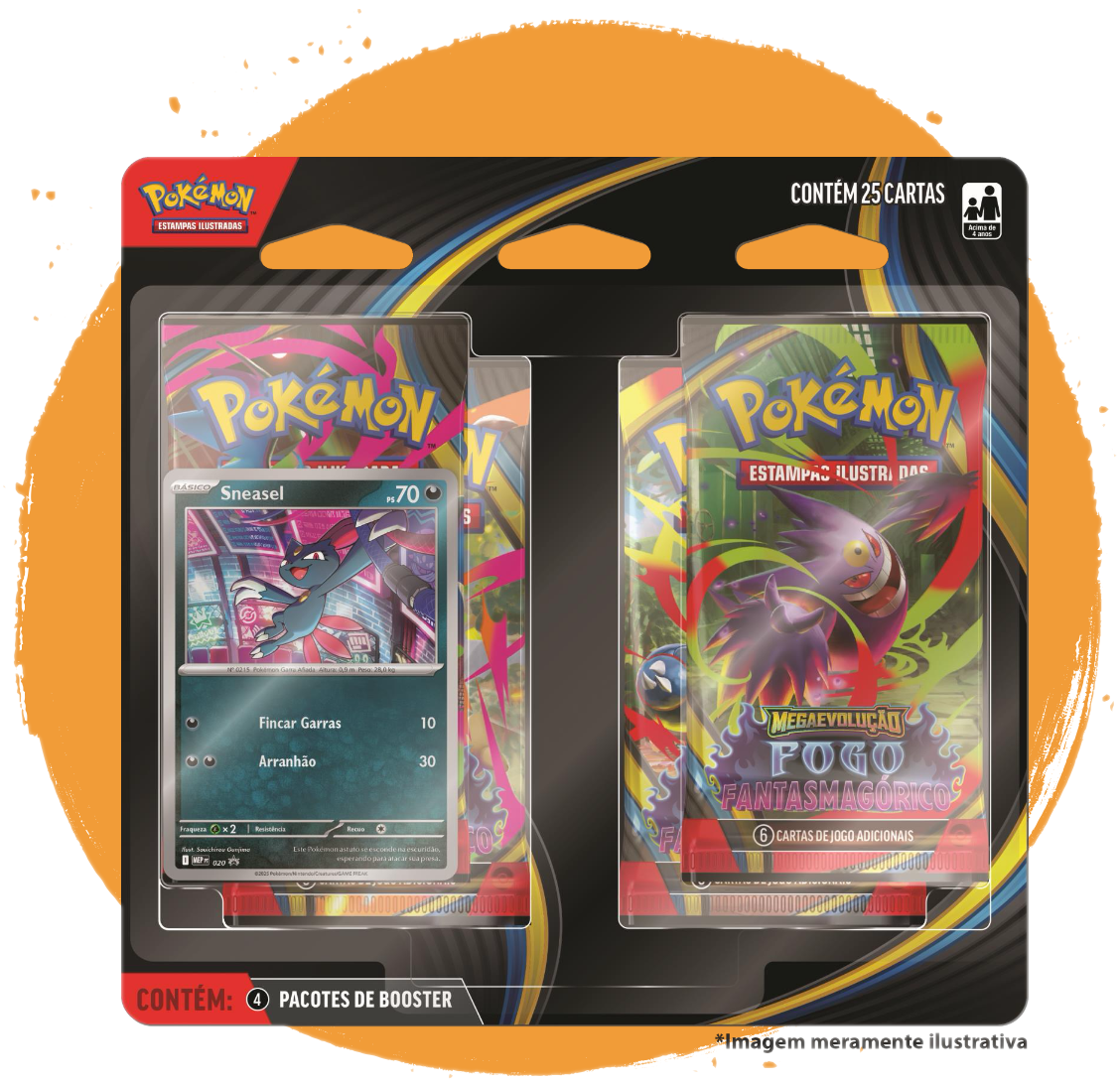 4 PACOTES DE BOOSTER DE MEGAEVOLUCAO - FOGO FANTASMAGORICO